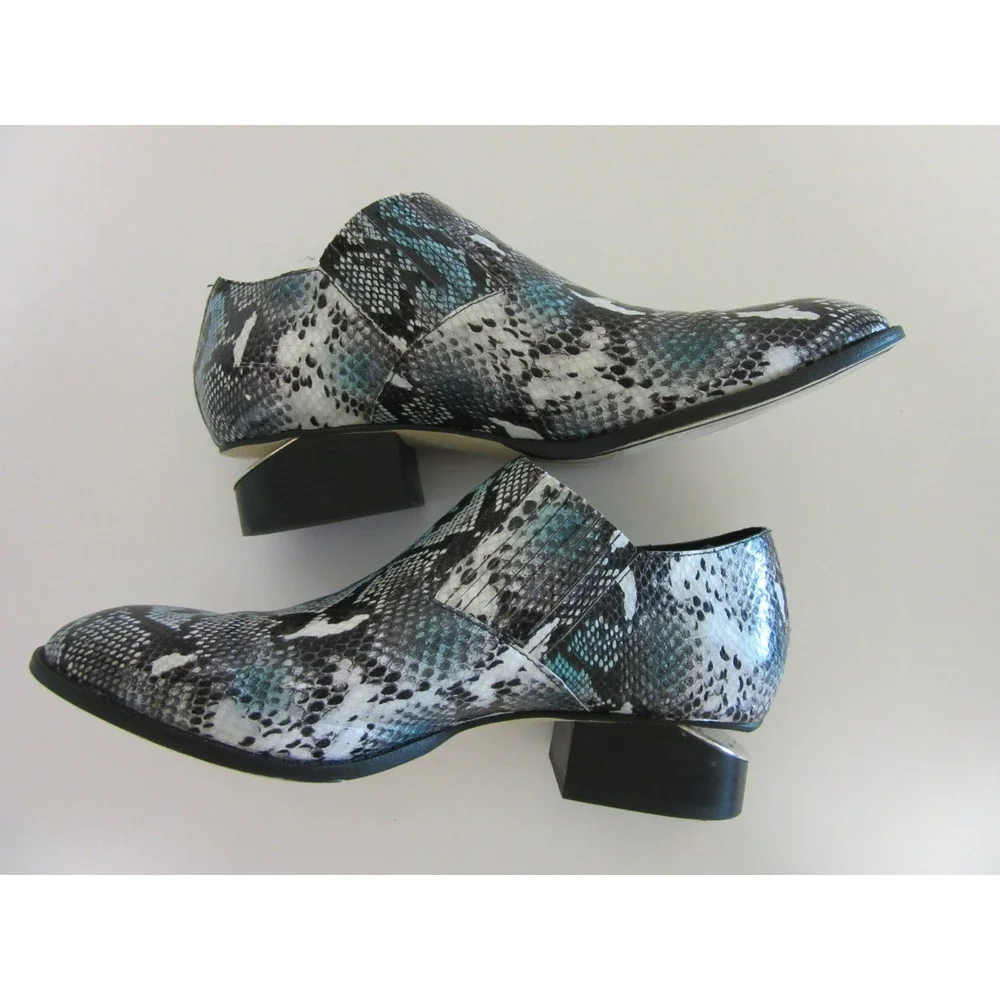SILENT D Women's Python Snake Pattern Pointed Toe 39 Split Heel Bootie